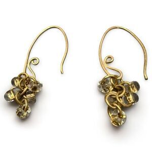 DESIGNER-STYLE GOLD DROP EARRINGS WITH CLEAR BEADS